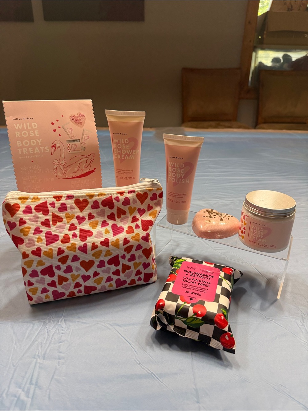 Wild Rose Body Care Set - Pink with Betsey Johnson Face Wipes